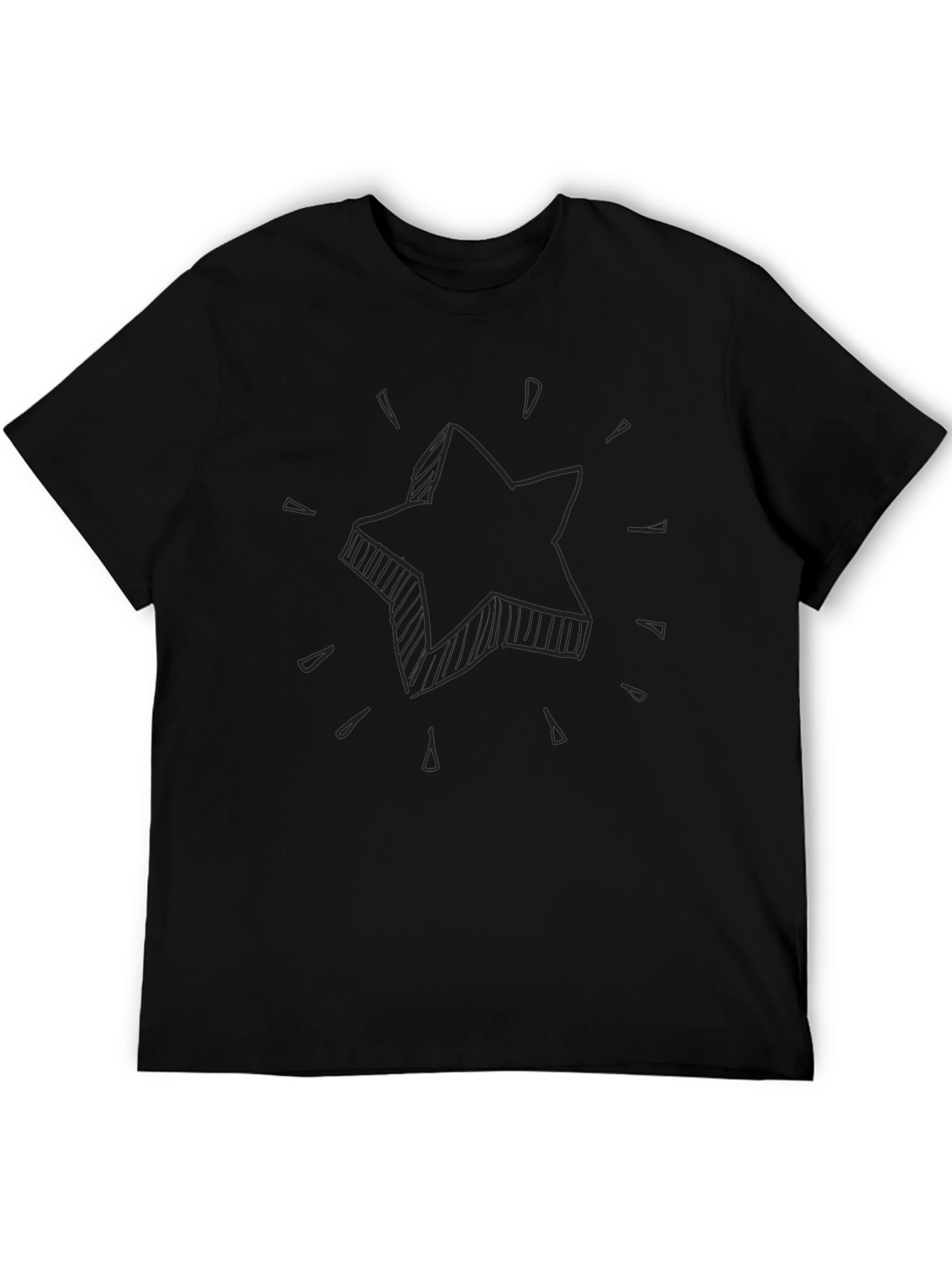 Mens Black T-Shirt with Star Design