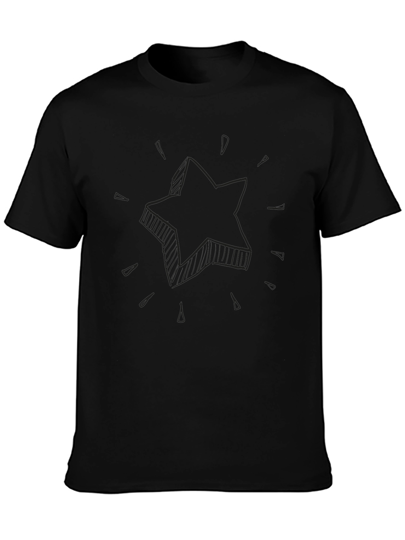 Mens Black T-Shirt with Star Design