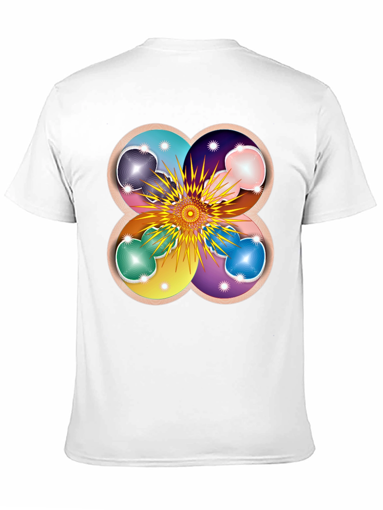 Geometric Flower Mandala Black T-Shirt