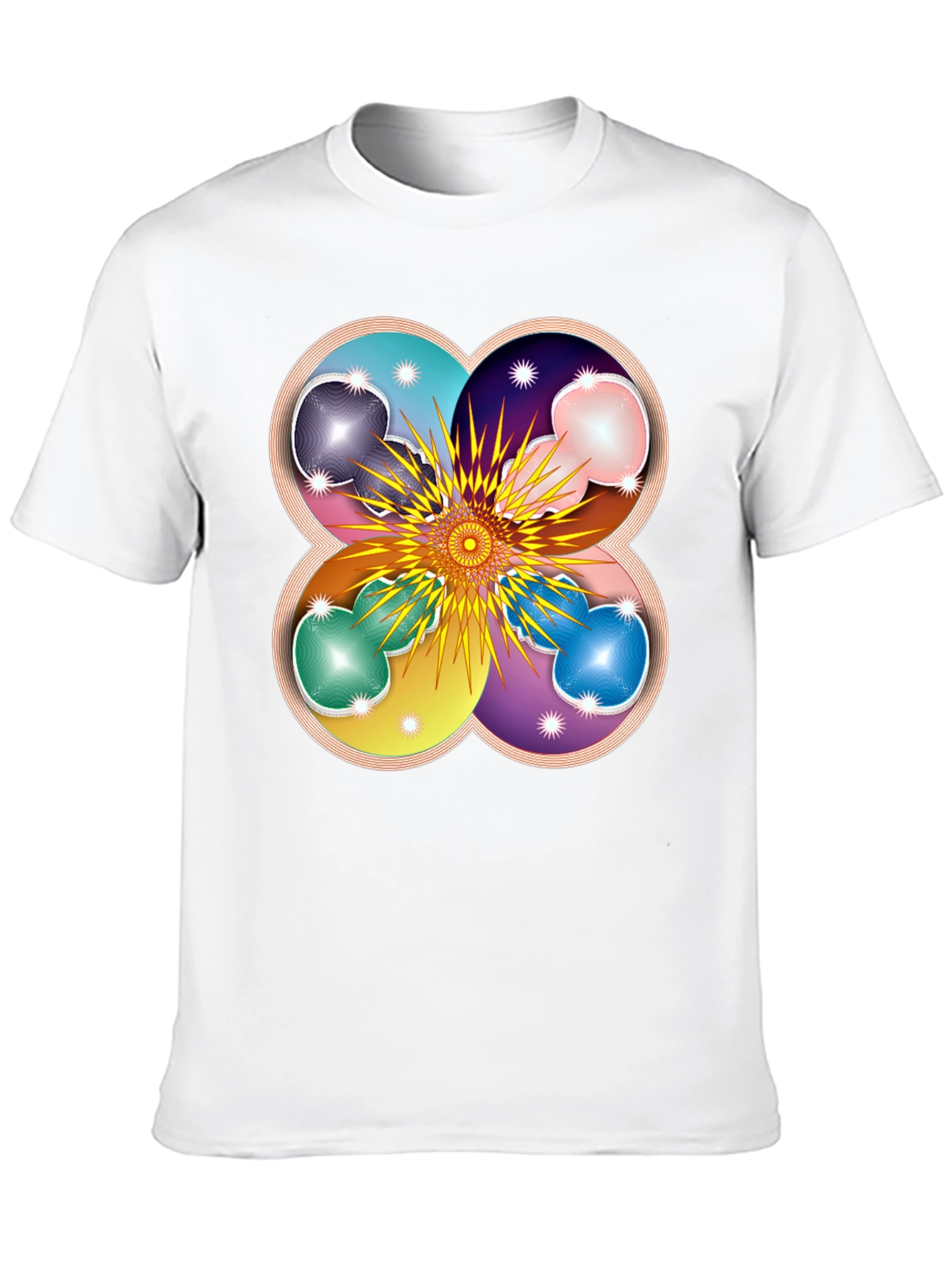 Geometric Flower Mandala Black T-Shirt