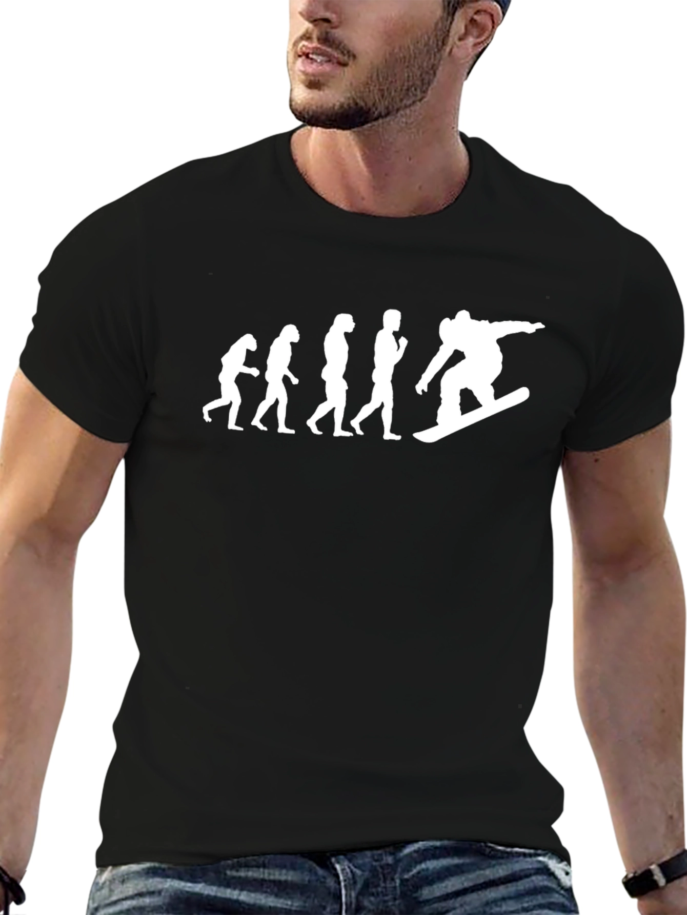 Evolution of Snowboarding Black Graphic Tee