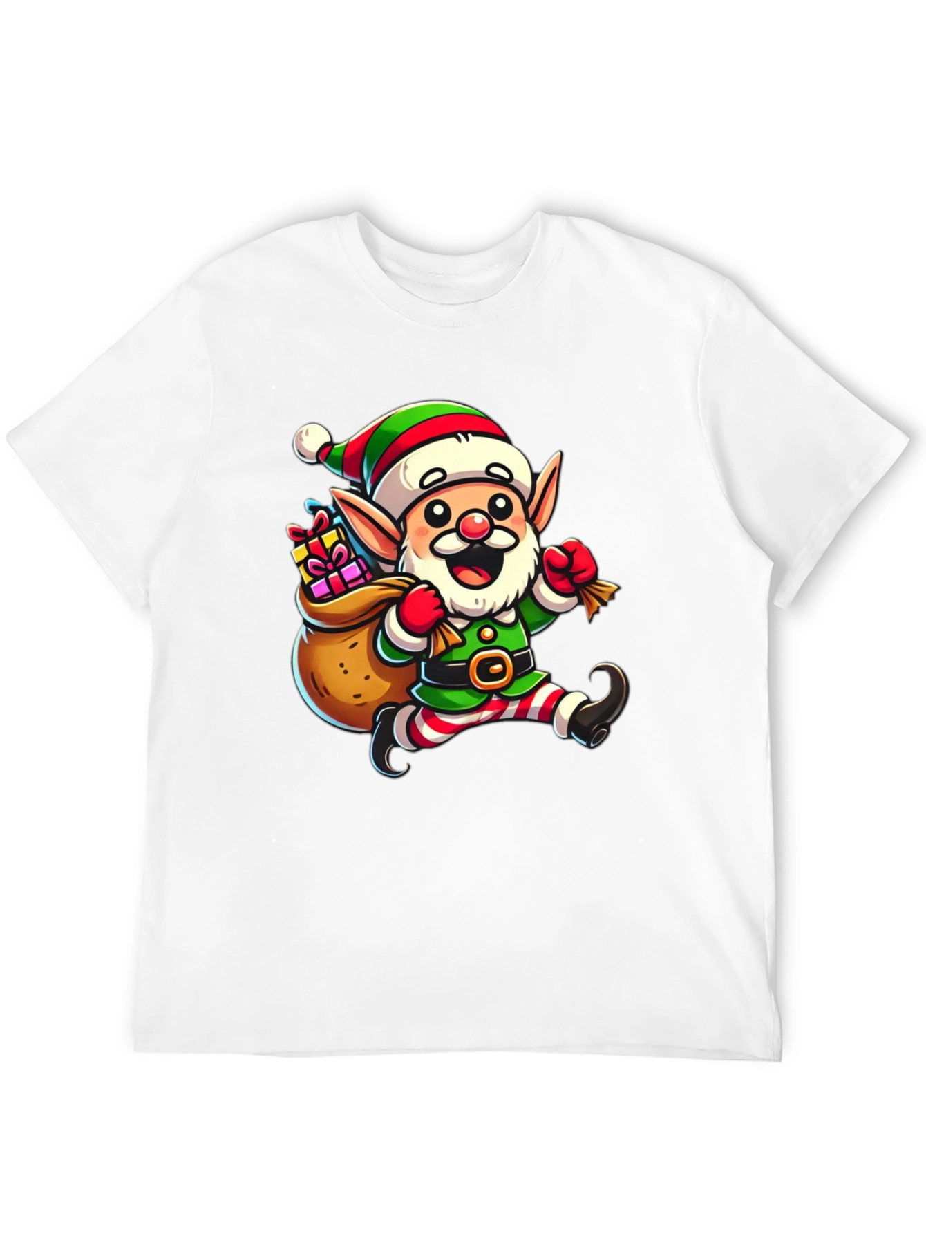 Festive Elf Graphic T-Shirt - Holiday Cheer