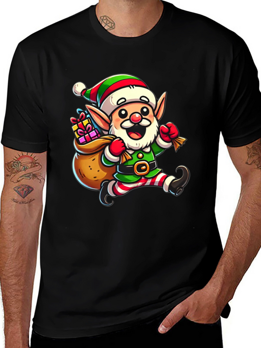 Festive Elf Graphic T-Shirt - Holiday Cheer