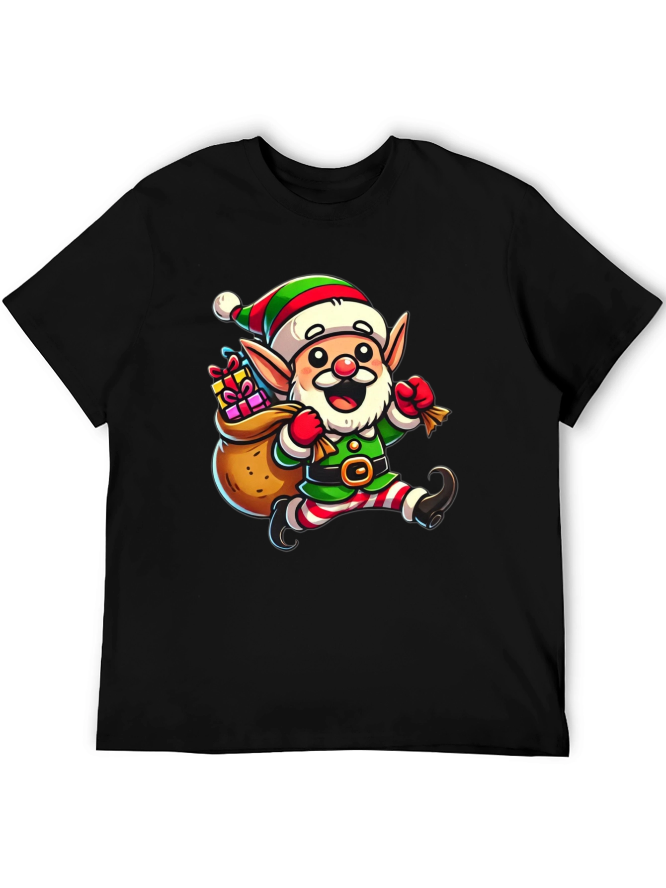 Festive Elf Graphic T-Shirt - Holiday Cheer