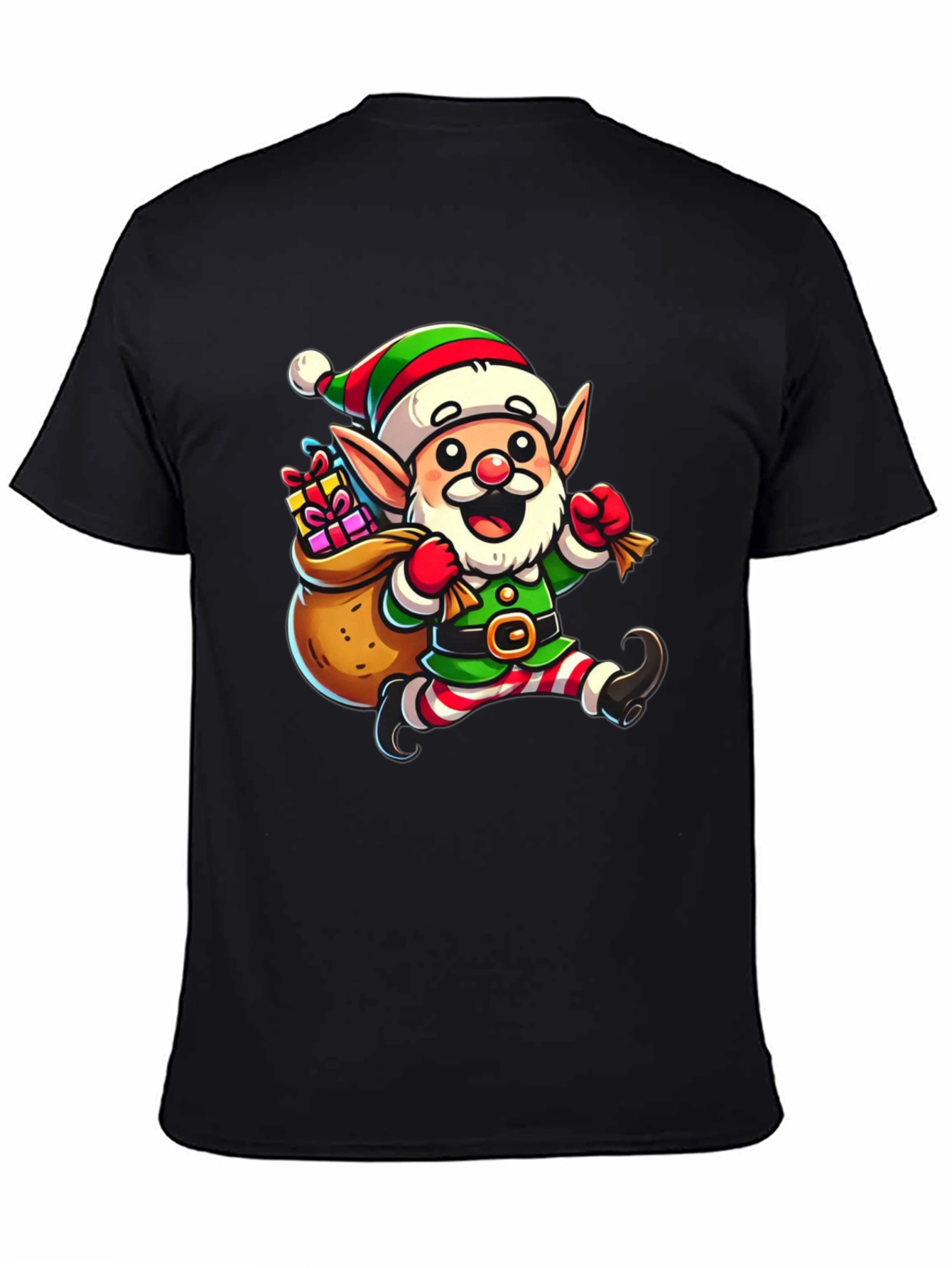 Festive Elf Graphic T-Shirt - Holiday Cheer