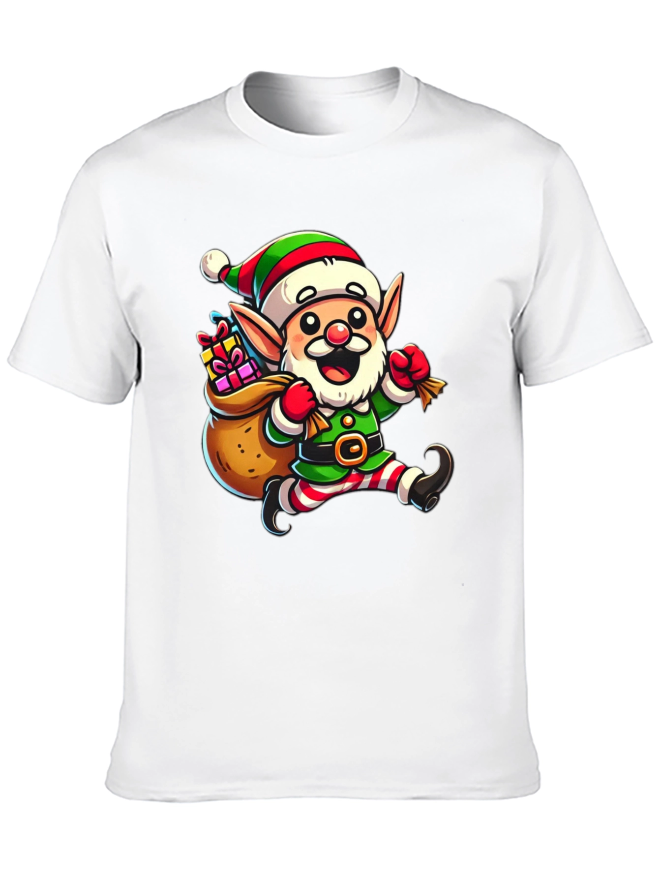 Festive Elf Graphic T-Shirt - Holiday Cheer