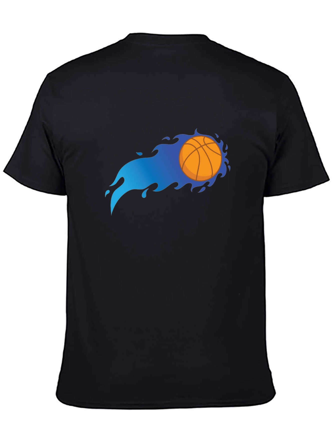 Flaming Basketball Graphic Black T-Shirt