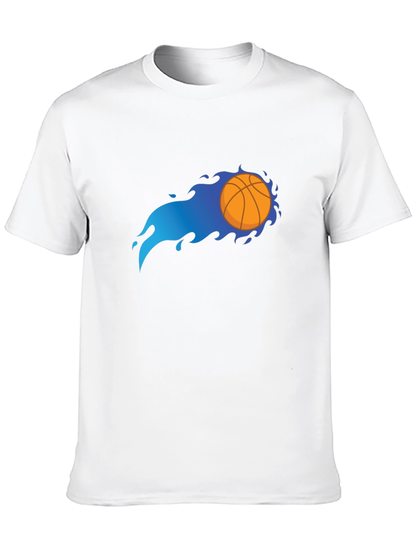 Flaming Basketball Graphic Black T-Shirt