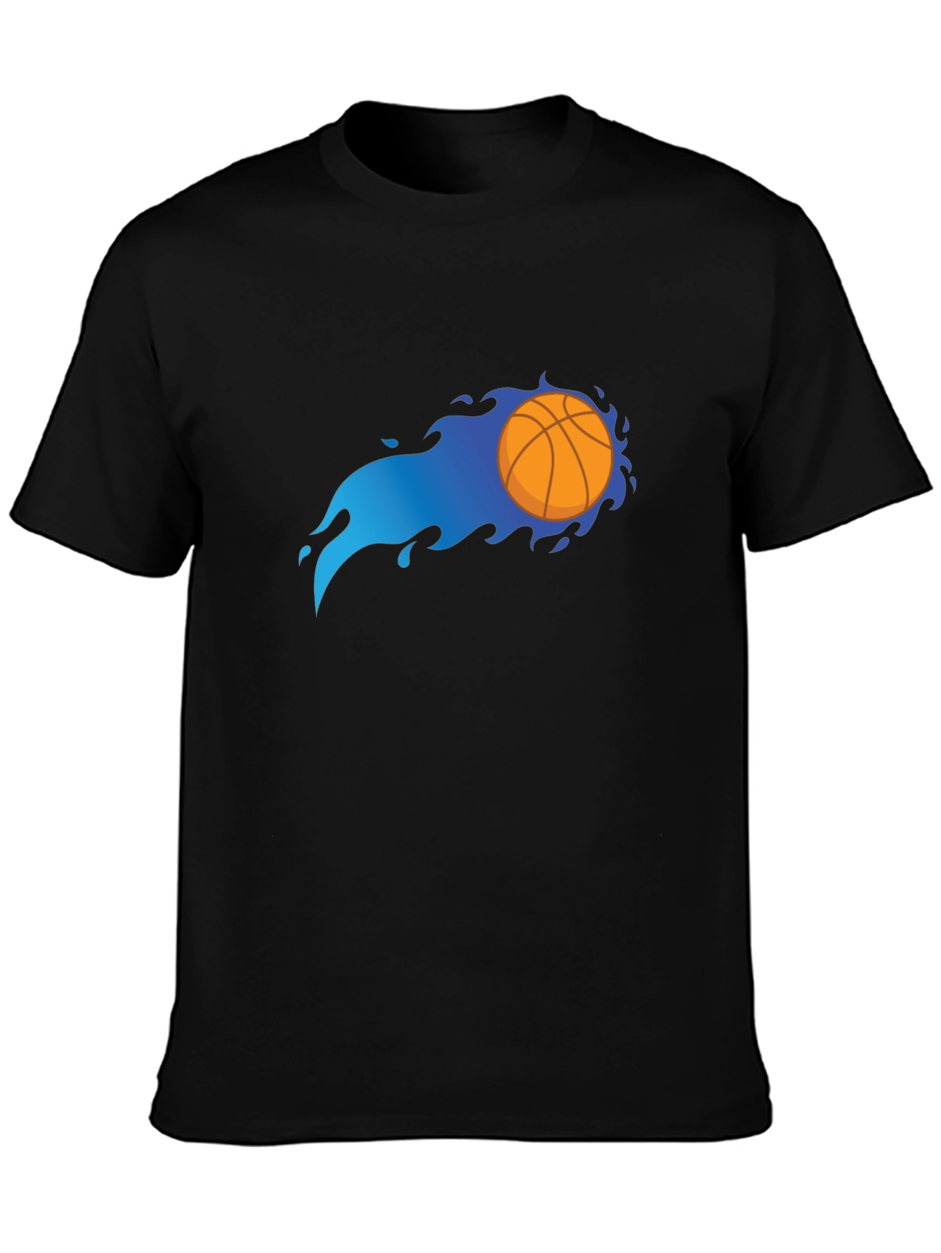 Flaming Basketball Graphic Black T-Shirt