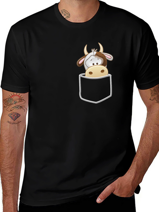 Cute Cow Pocket T-Shirt - Fun Graphic Tee