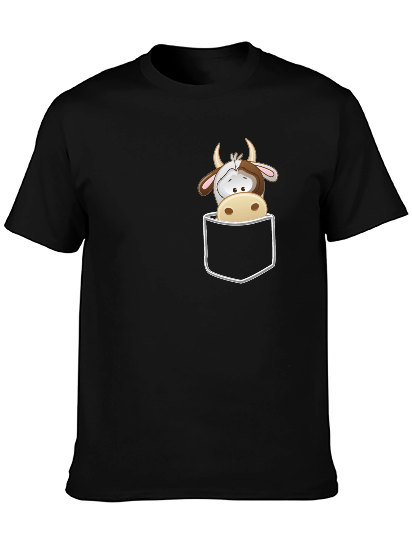Cute Cow Pocket T-Shirt - Fun Graphic Tee