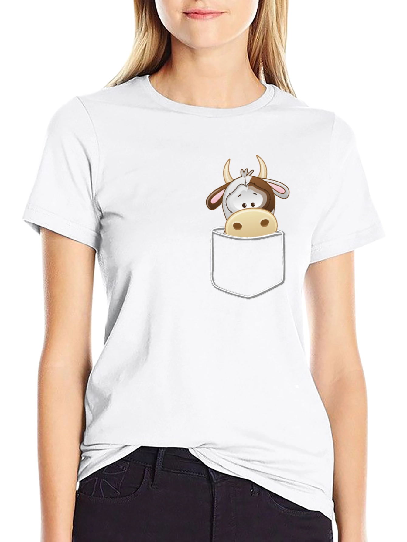 Cute Cow Pocket T-Shirt - Fun Graphic Tee