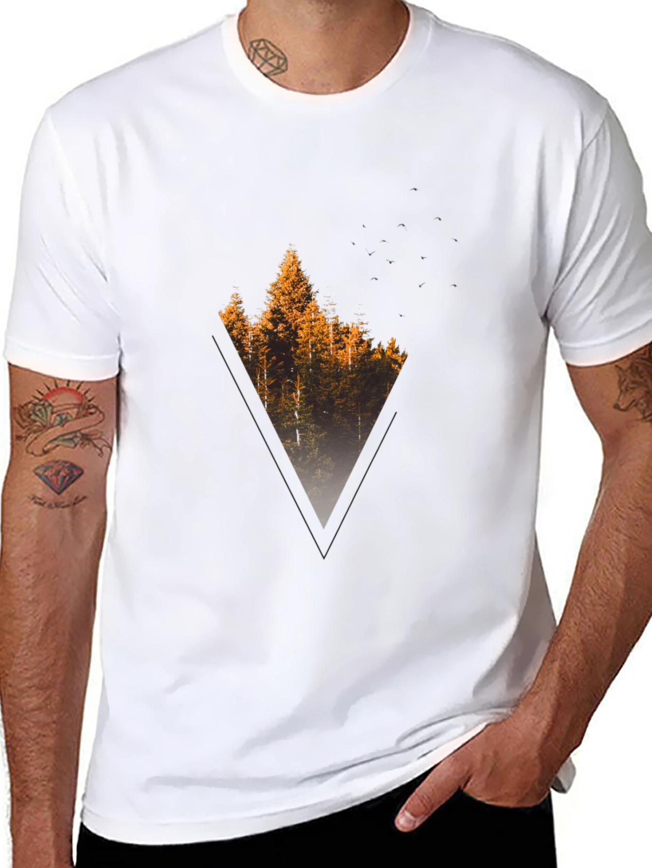 Nature Triangle Graphic Tee - Mens Black T-Shirt