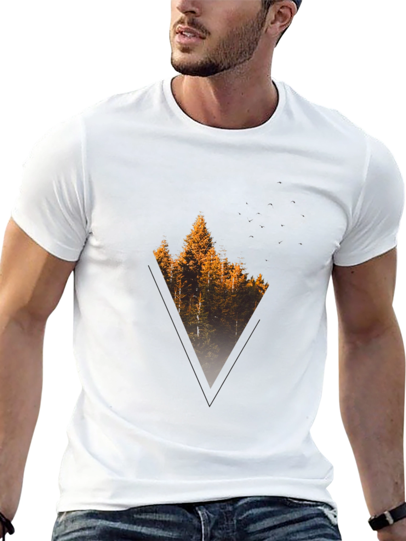 Nature Triangle Graphic Tee - Mens Black T-Shirt