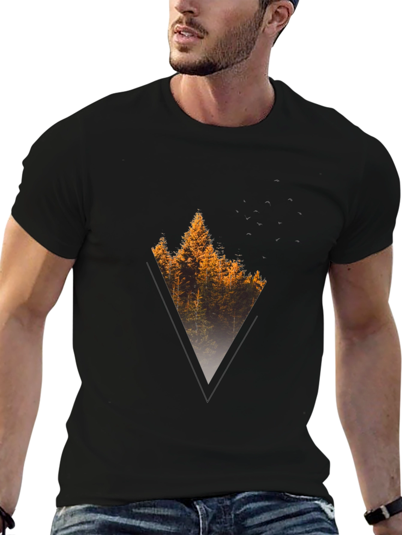 Nature Triangle Graphic Tee - Mens Black T-Shirt
