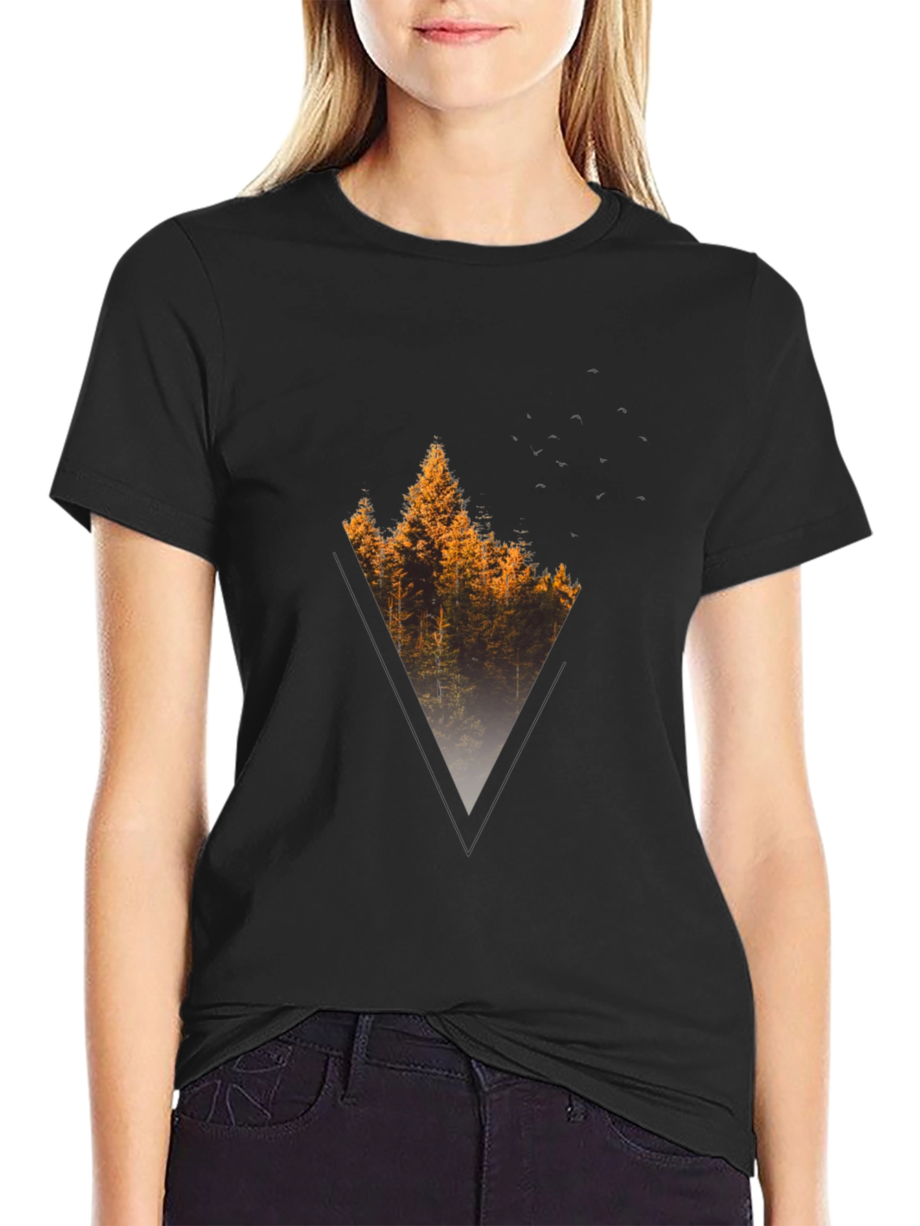 Nature Triangle Graphic Tee - Mens Black T-Shirt