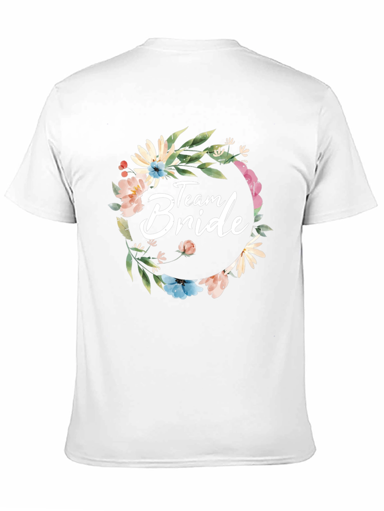 Team Bride Floral Wreath Black T-Shirt