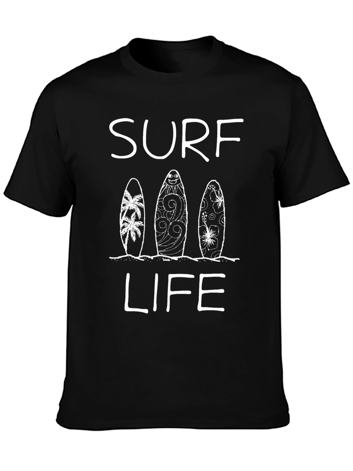 Surf Life Graphic T-Shirt Black Cotton Tee