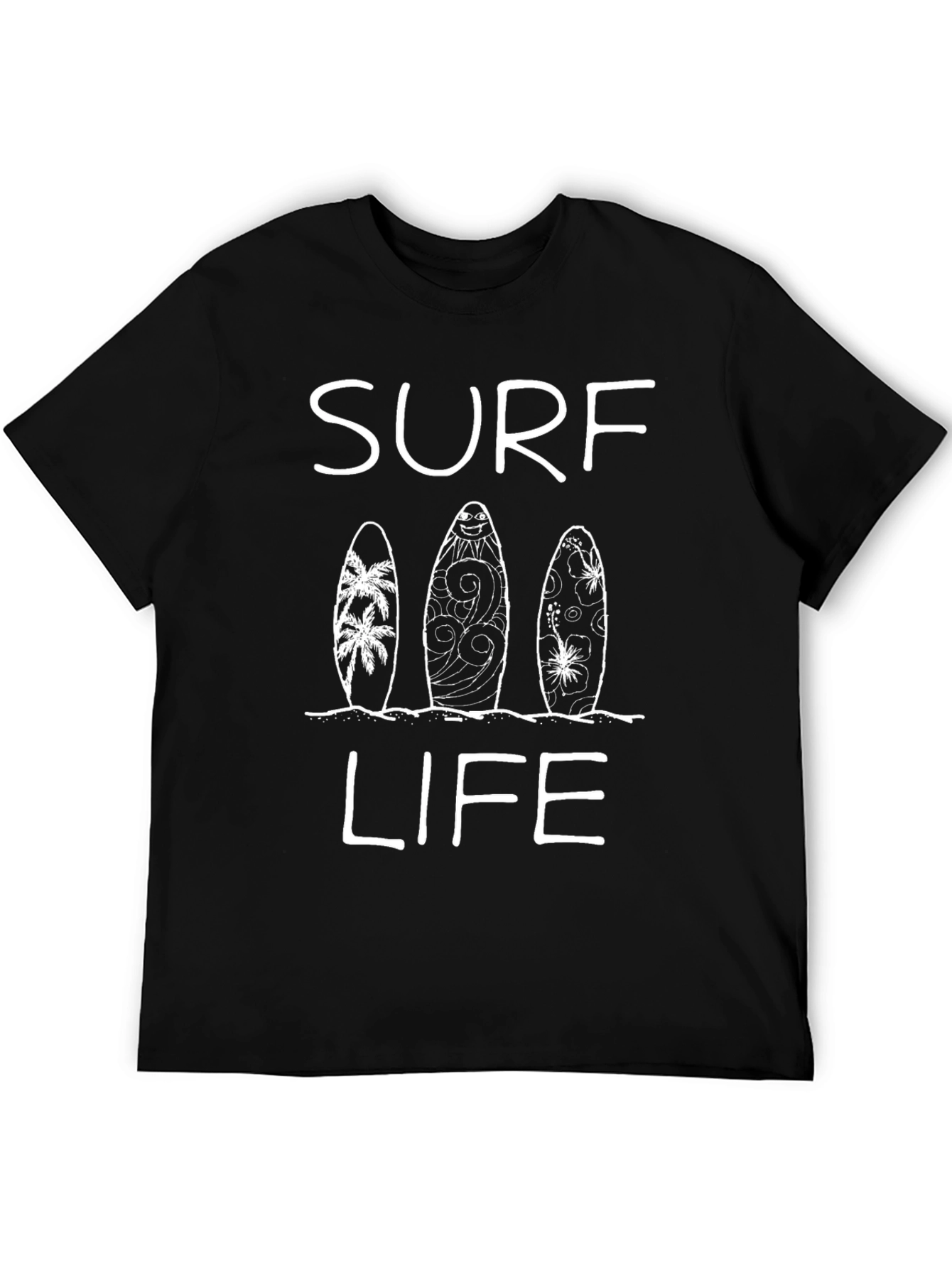 Surf Life Graphic T-Shirt Black Cotton Tee