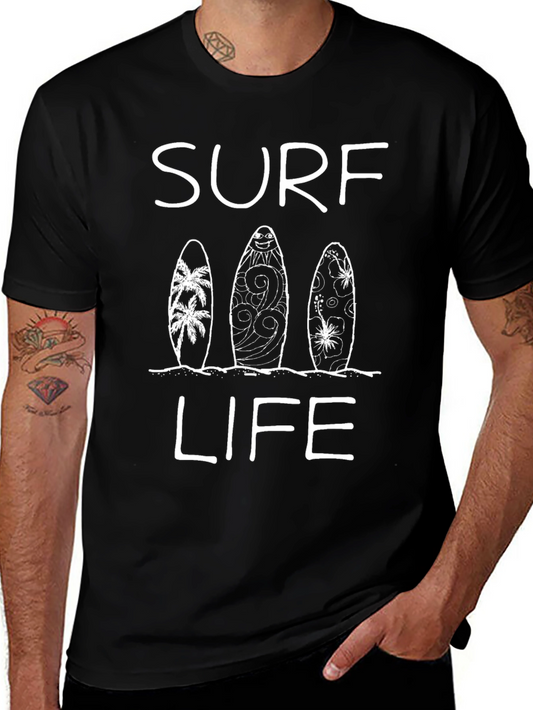 Surf Life Graphic T-Shirt Black Cotton Tee
