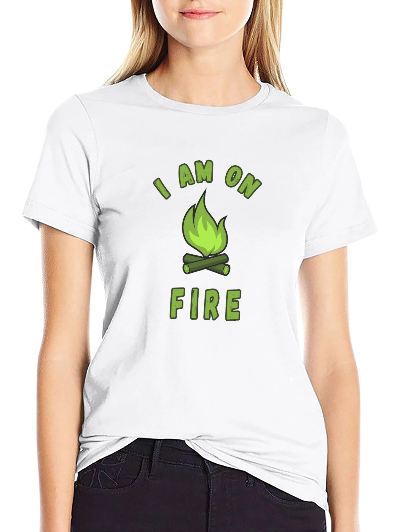 I Am On Fire Graphic Print Black T-Shirt