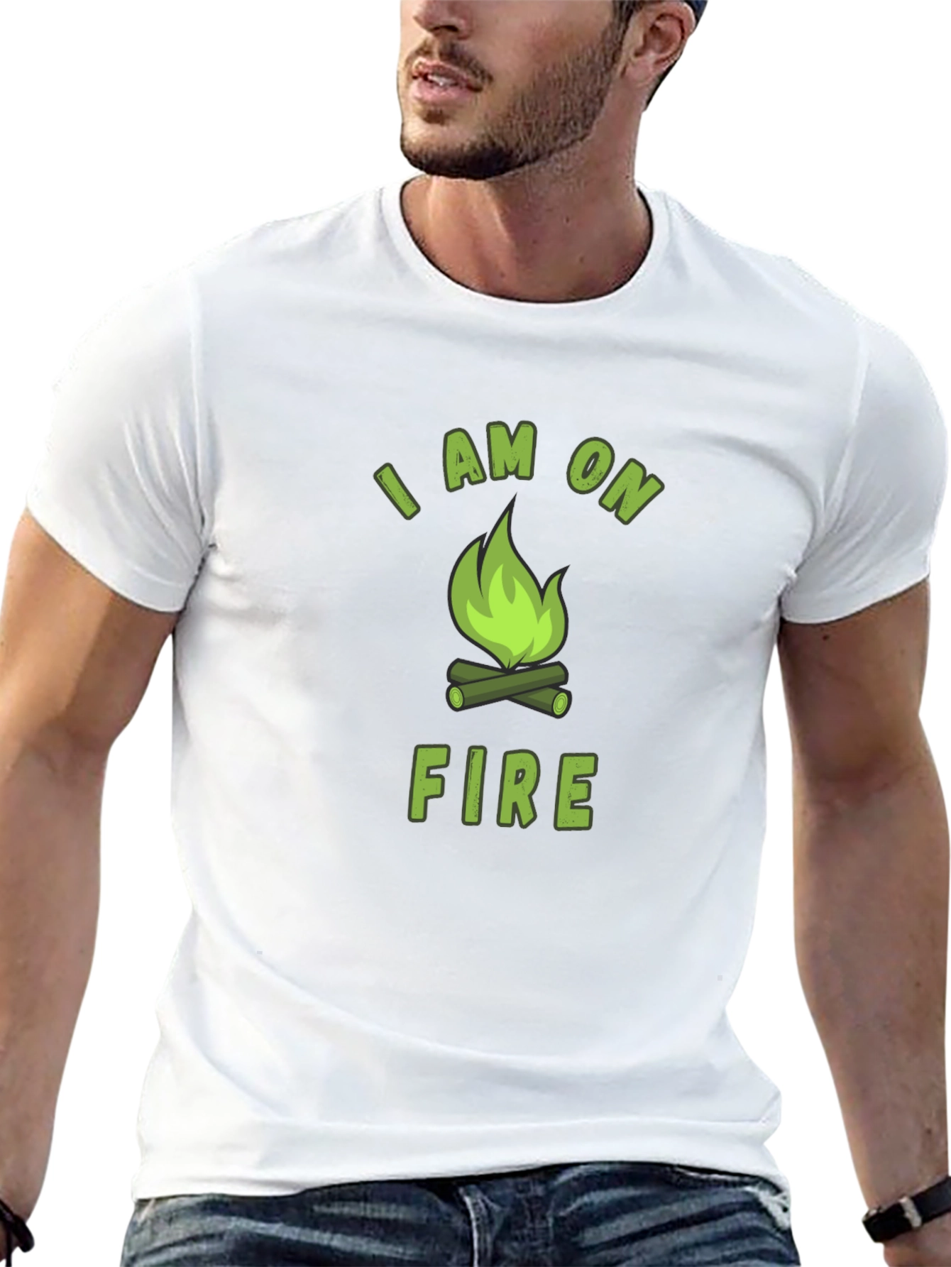 I Am On Fire Graphic Print Black T-Shirt