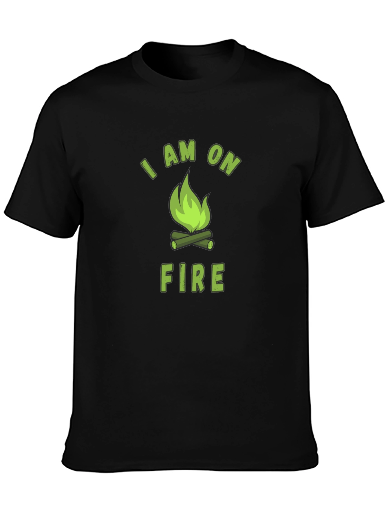 I Am On Fire Graphic Print Black T-Shirt