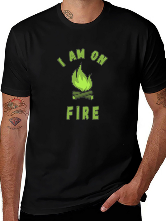 I Am On Fire Graphic Print Black T-Shirt