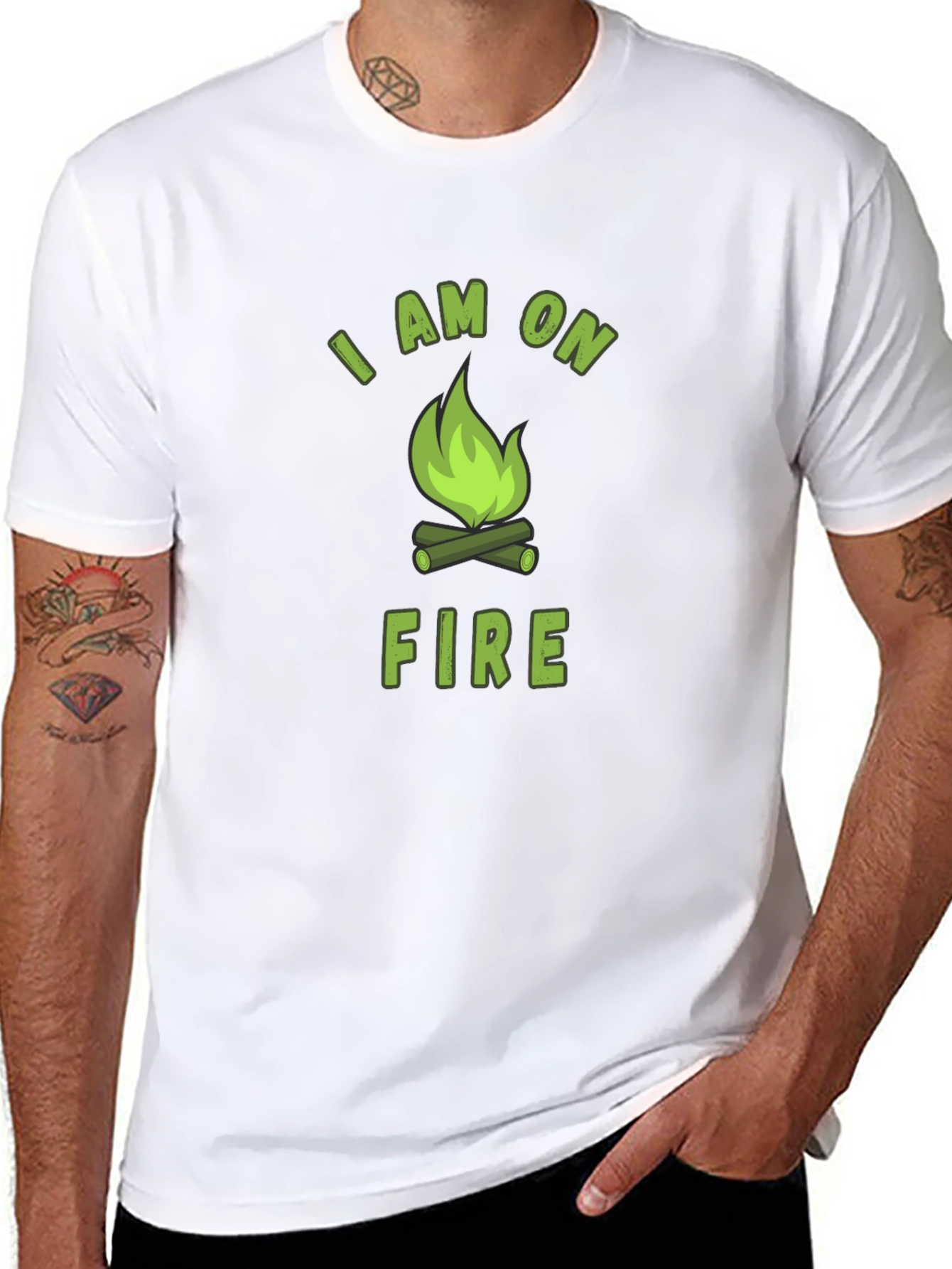 I Am On Fire Graphic Print Black T-Shirt