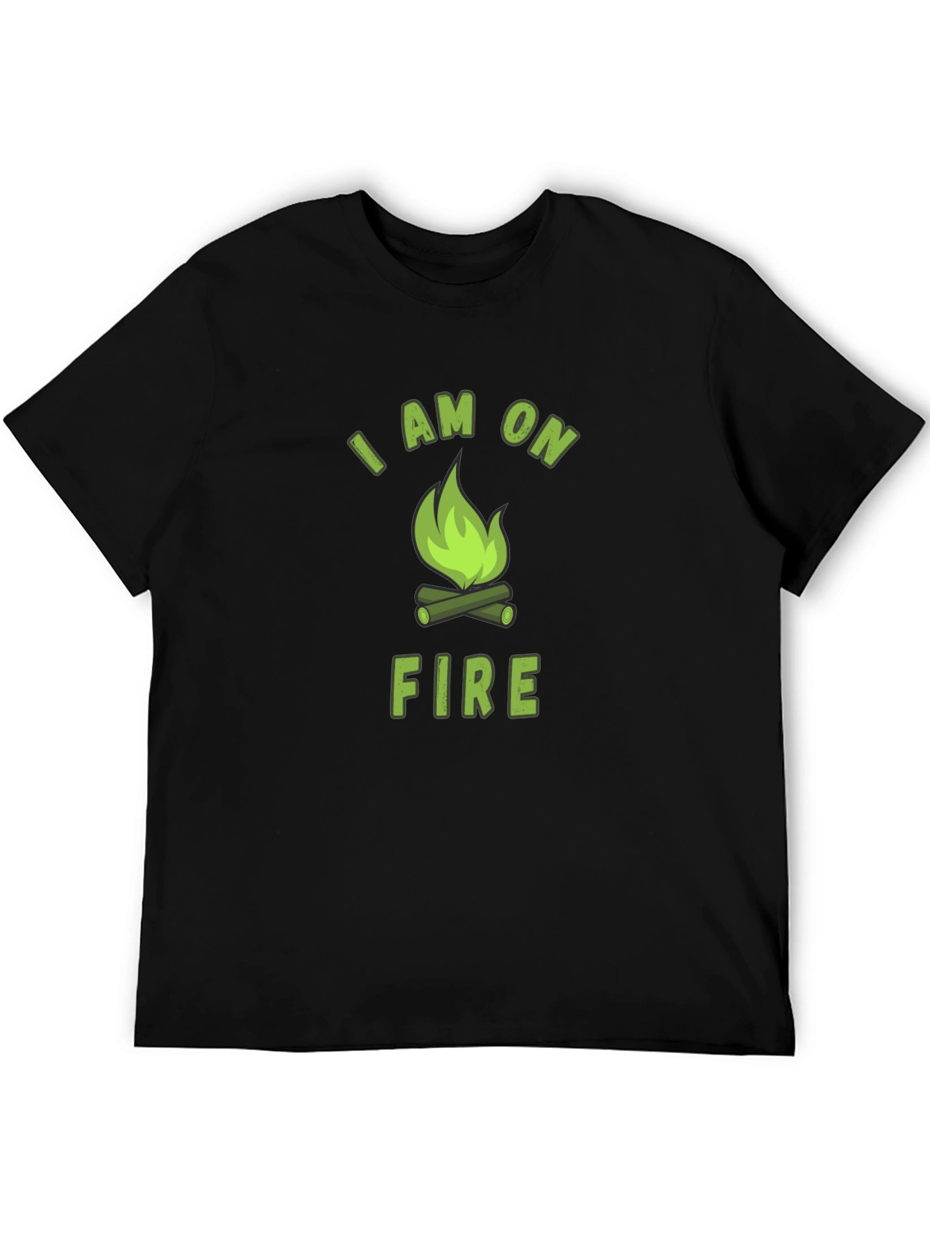 I Am On Fire Graphic Print Black T-Shirt