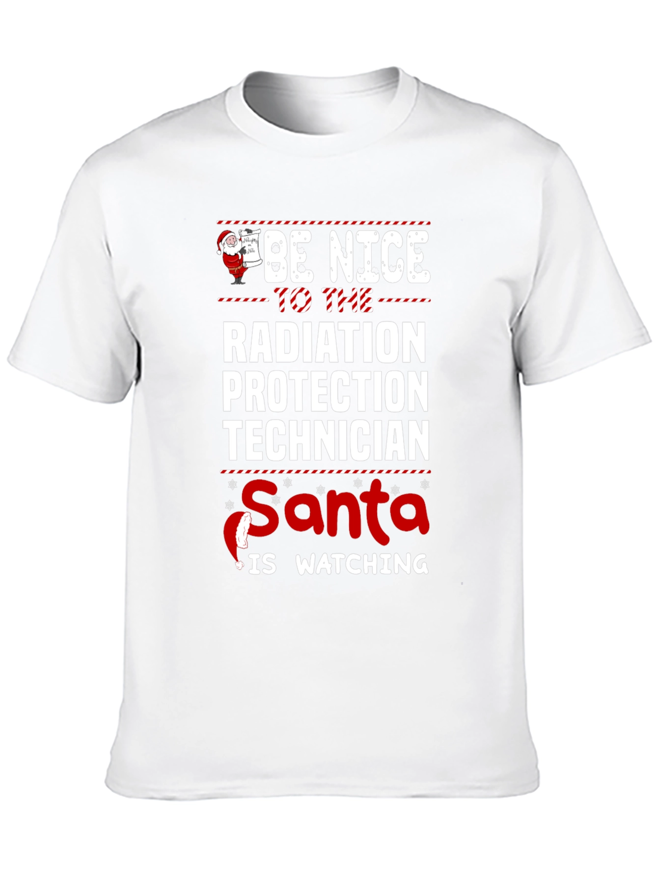 Funny Radiation Protection Technician Santa Watching Christmas T-Shirt