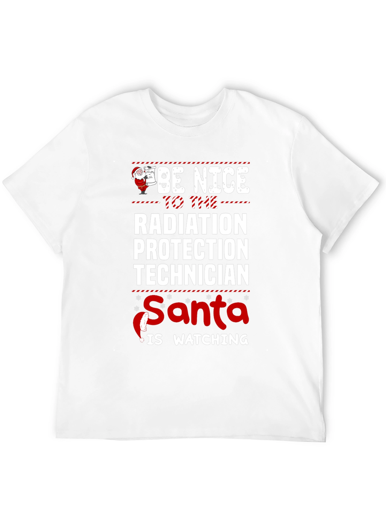 Funny Radiation Protection Technician Santa Watching Christmas T-Shirt