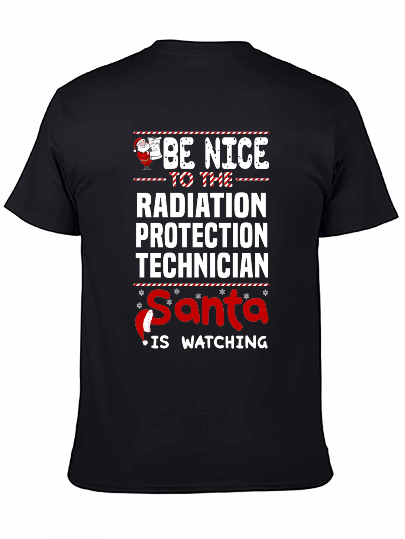 Funny Radiation Protection Technician Santa Watching Christmas T-Shirt