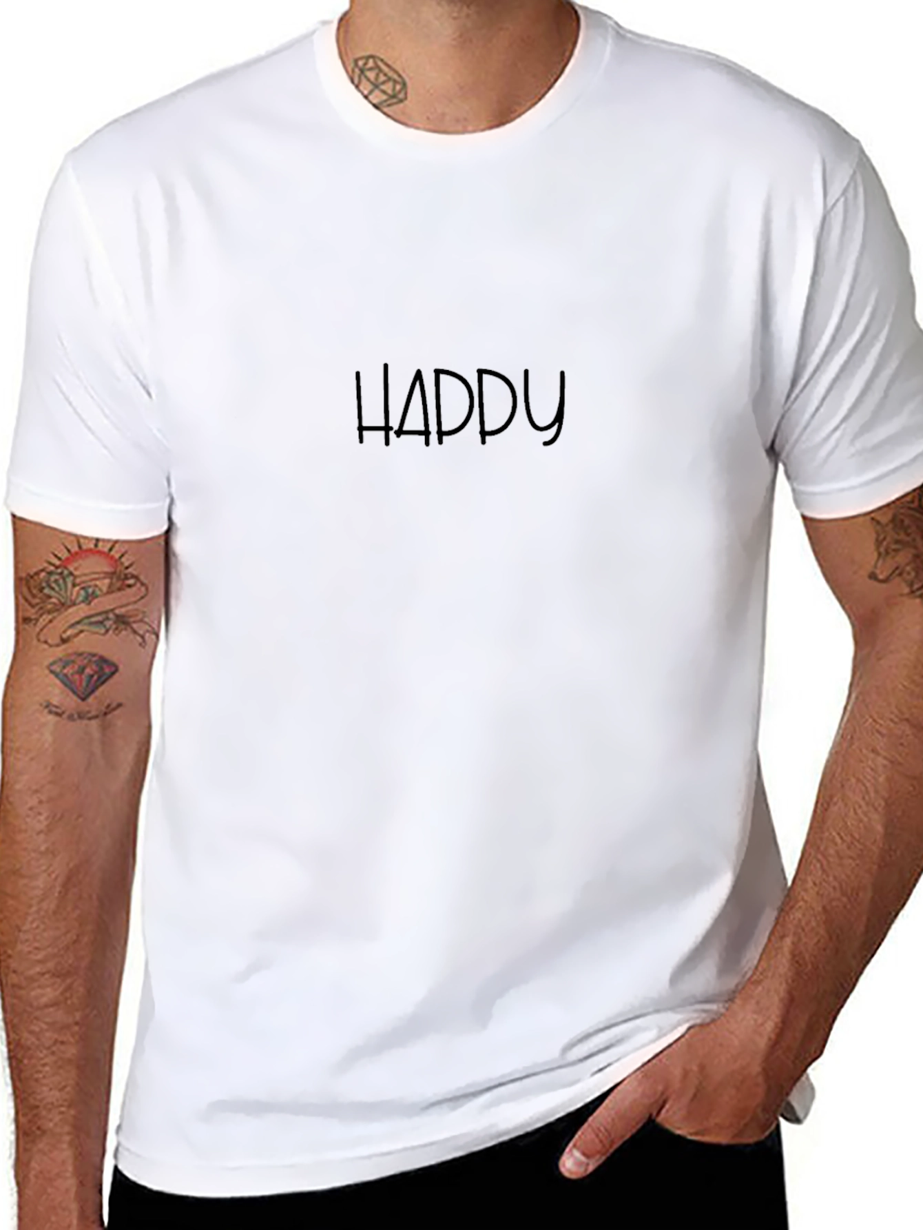 Happy Graphic Tee - Black Casual T-Shirt