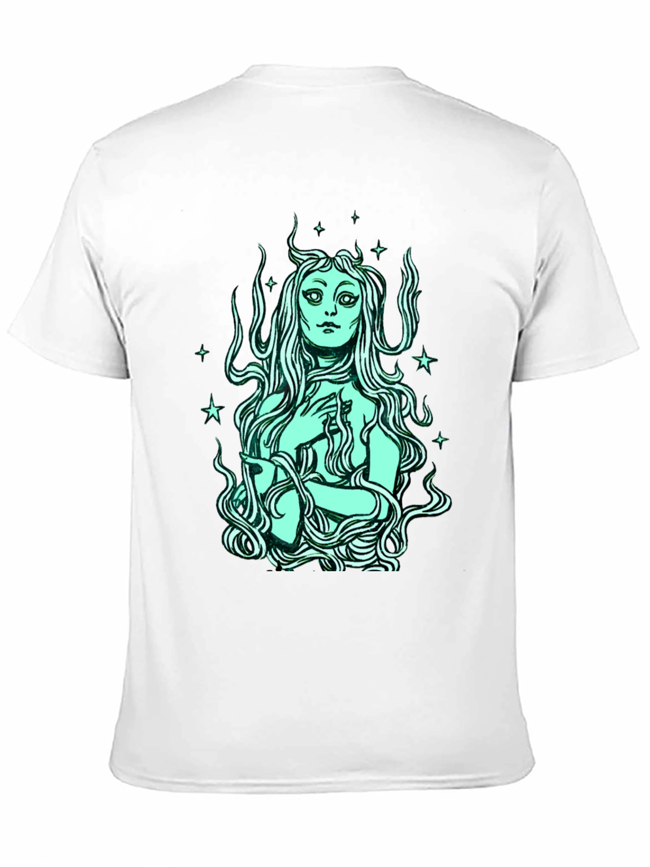 Mystic Mermaid Graphic Tee - Black Cotton Blend