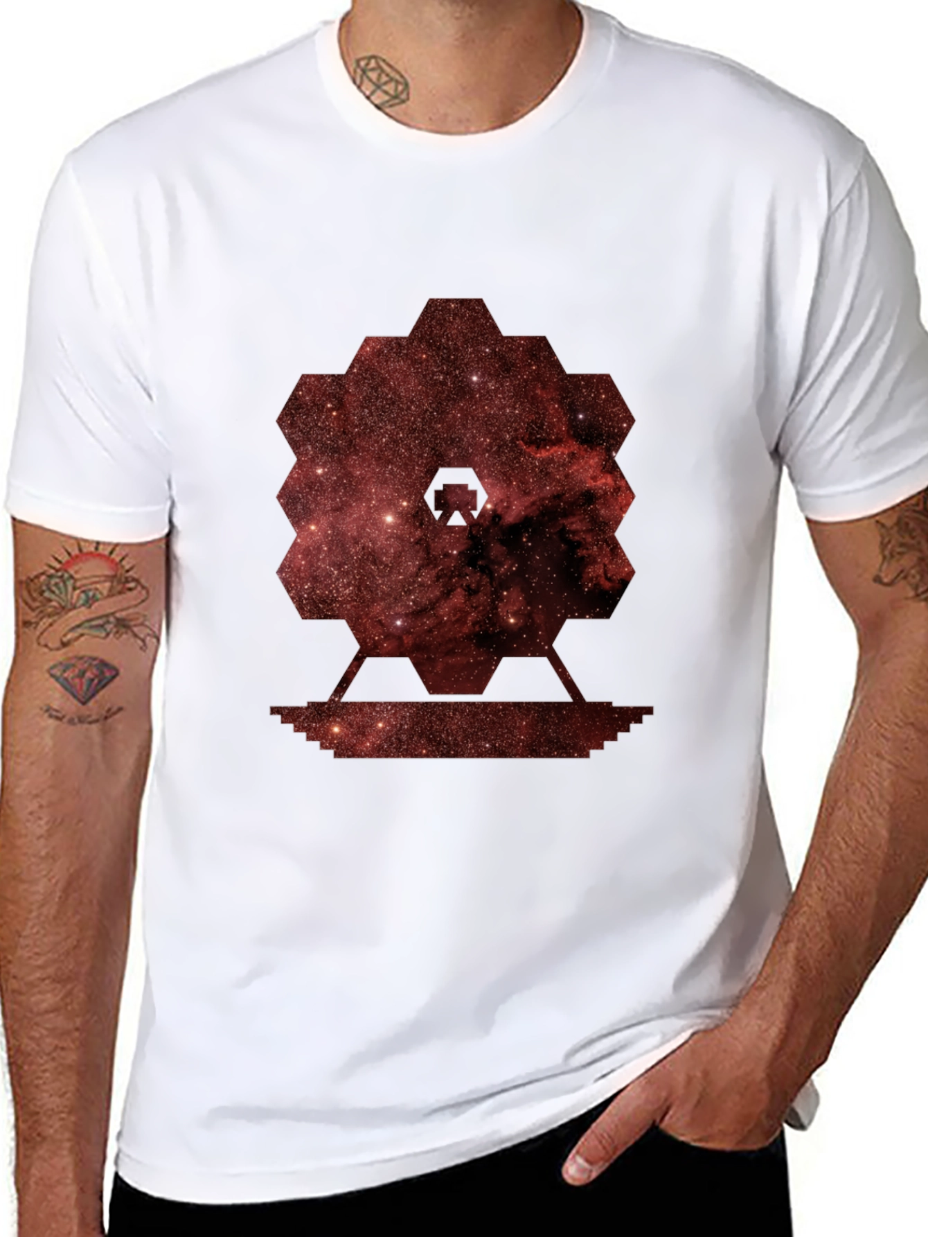 Nebula Hexagon Graphic Tee - Soft Cotton Blend