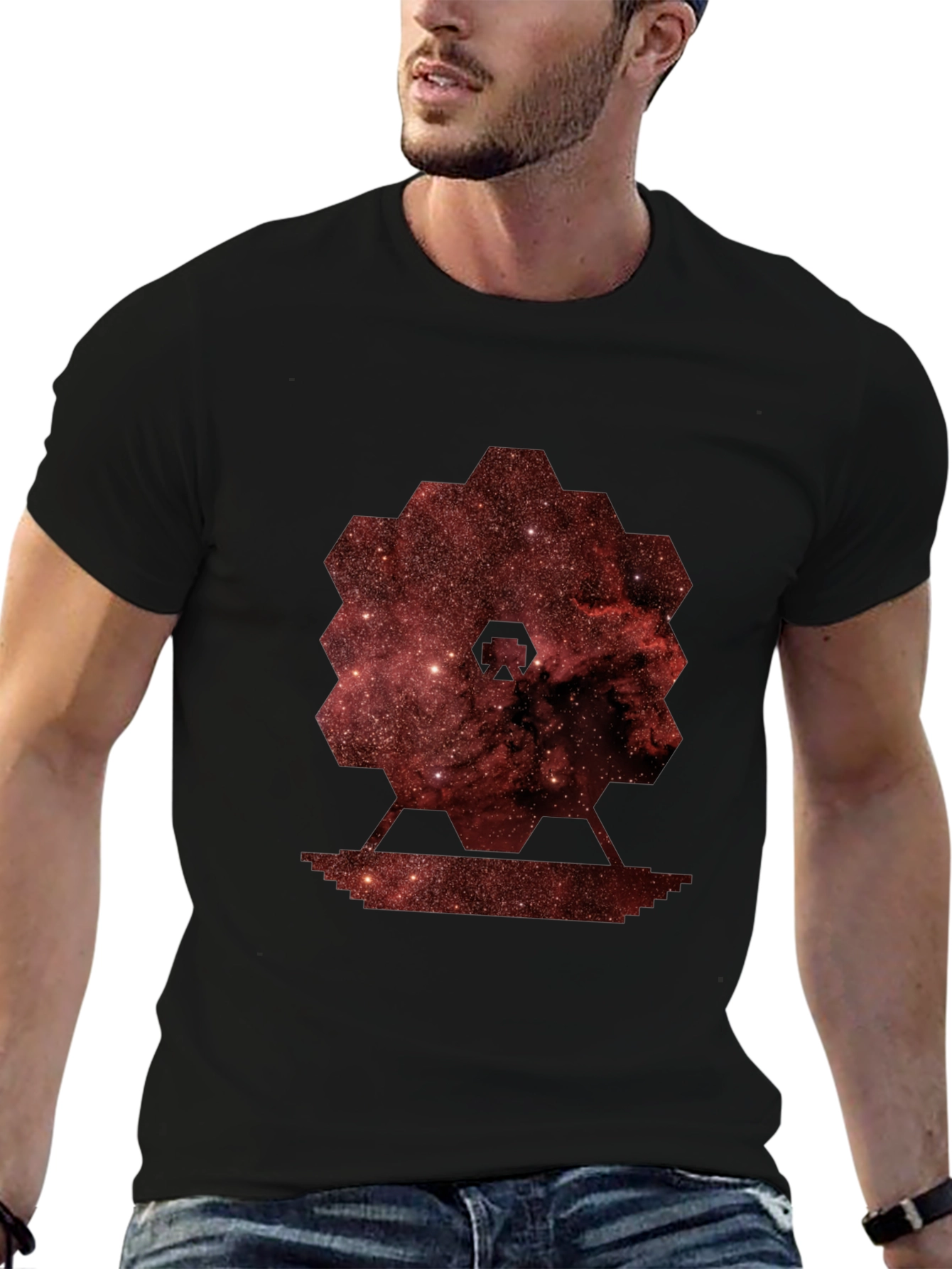 Nebula Hexagon Graphic Tee - Soft Cotton Blend