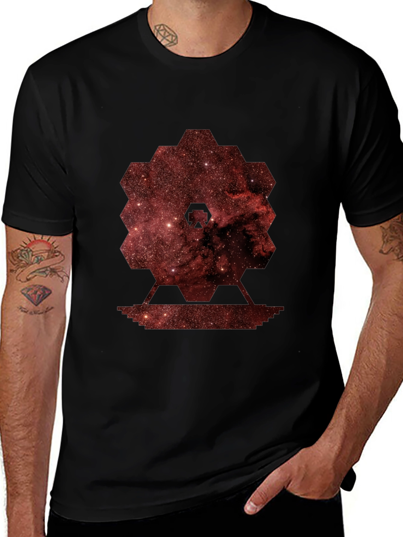 Nebula Hexagon Graphic Tee - Soft Cotton Blend