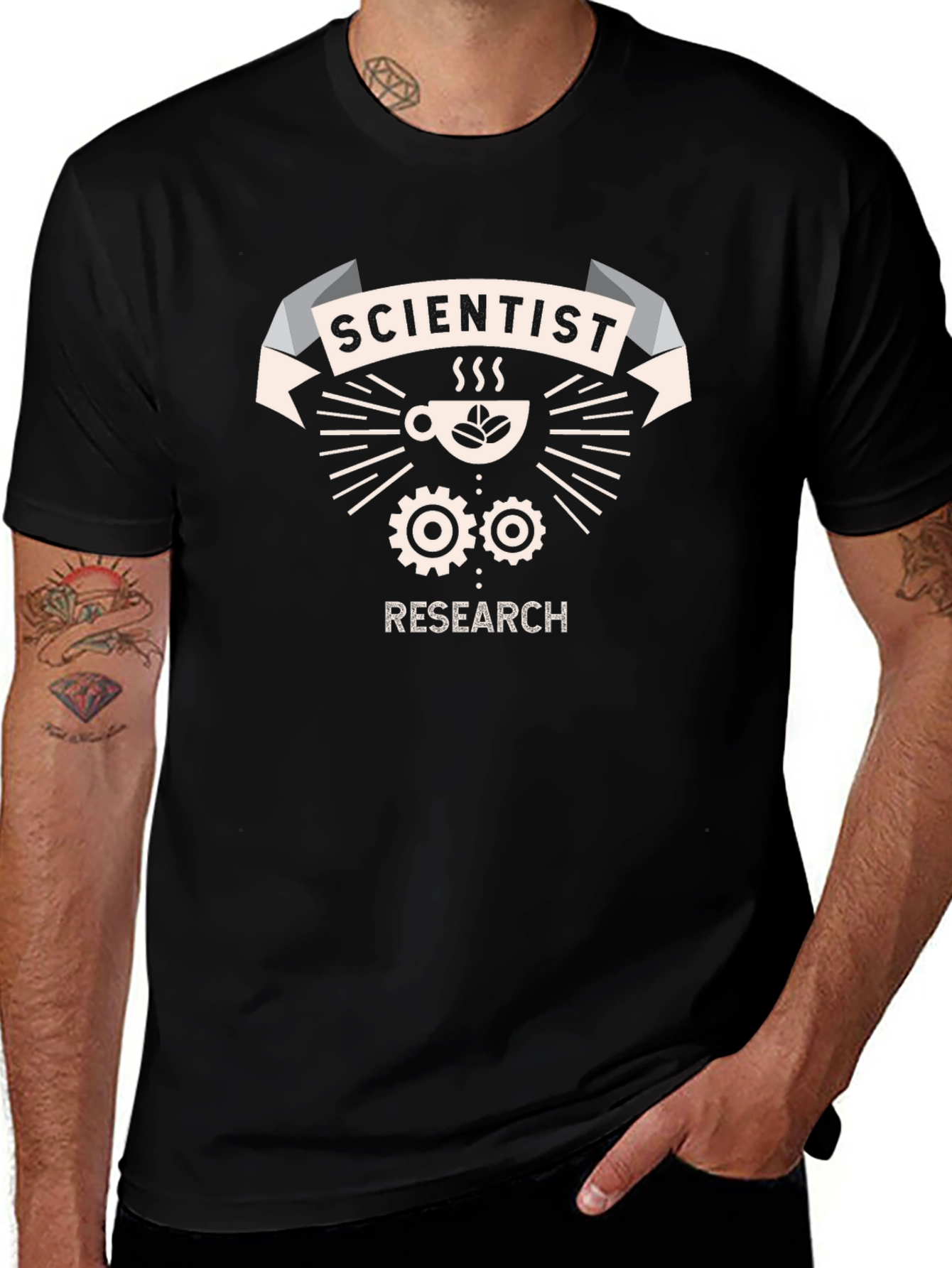 Scientist Research T-Shirt Coffee & Gears Design
