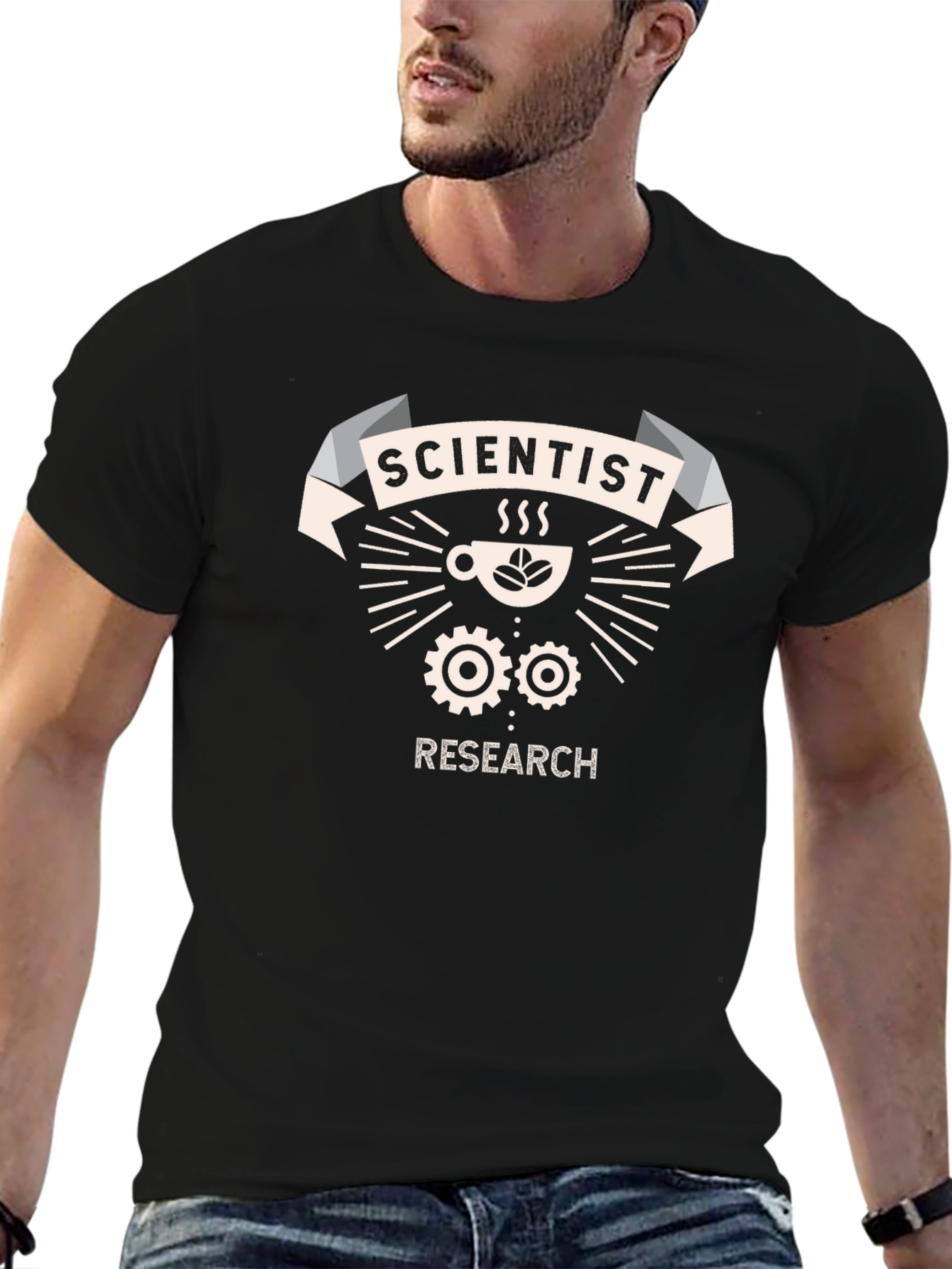 Scientist Research T-Shirt Coffee & Gears Design