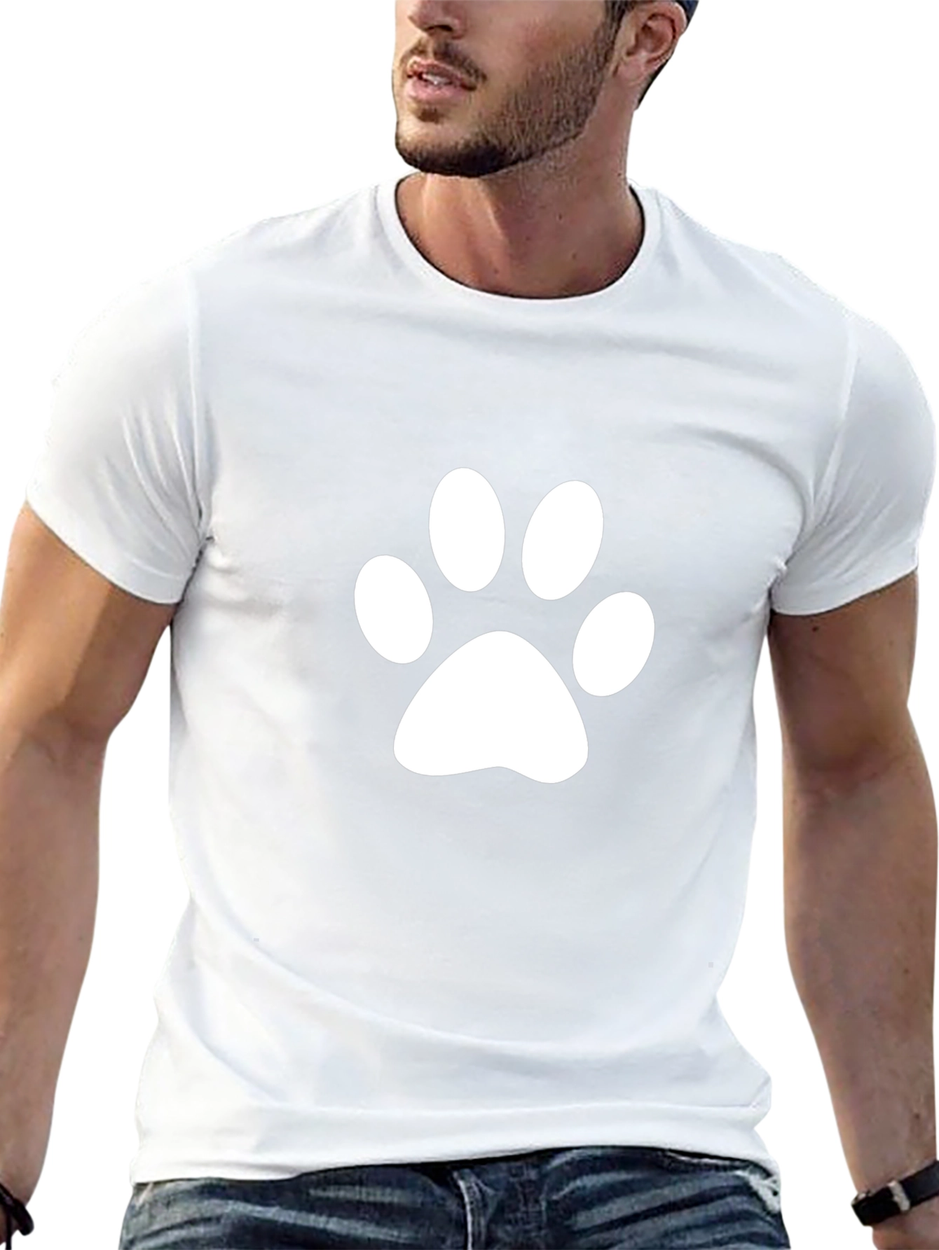 Paw Print T-Shirt - Casual Black Tee
