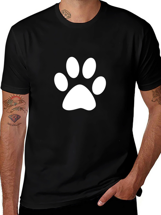 Paw Print T-Shirt - Casual Black Tee