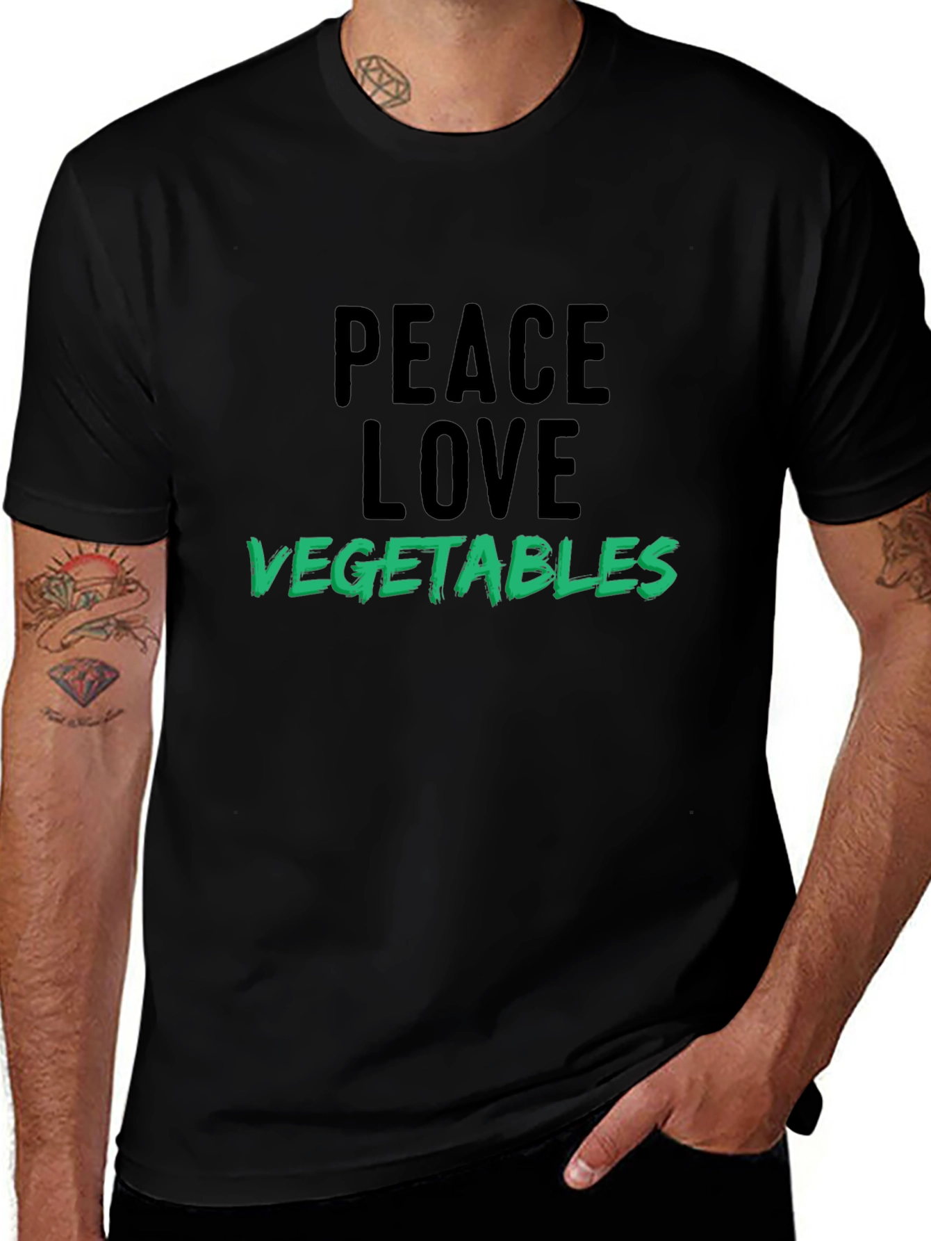 Peace Love Vegetables T-Shirt Vegan Tee