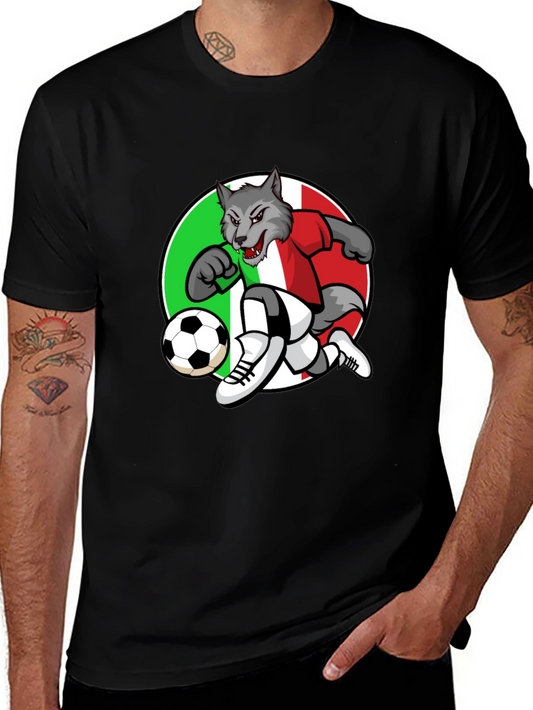 Wolf Soccer Player Italy Colors T-Shirt