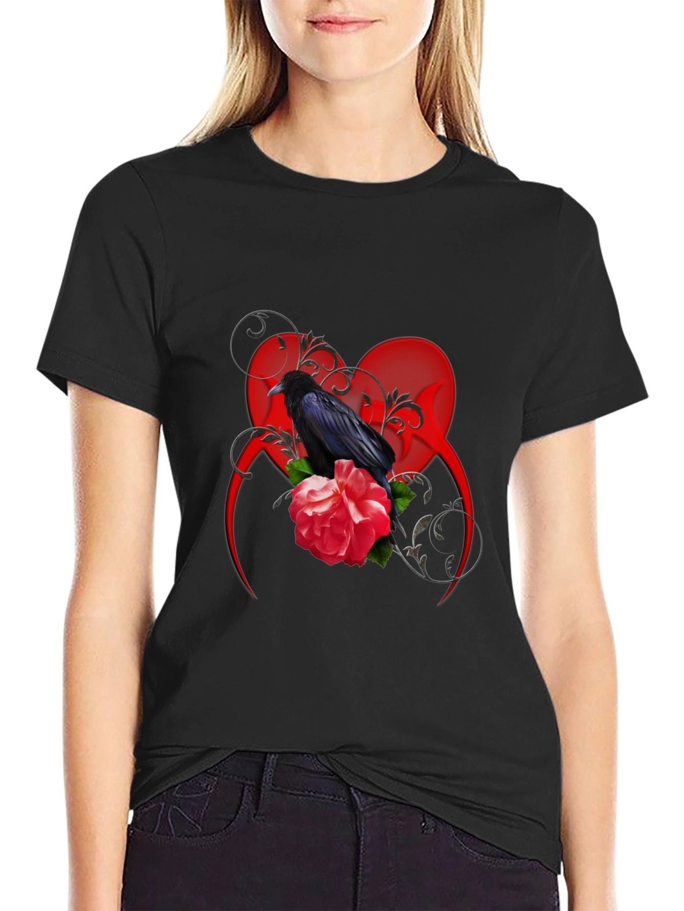 Raven & Rose Graphic Tee - Gothic Style Shirt