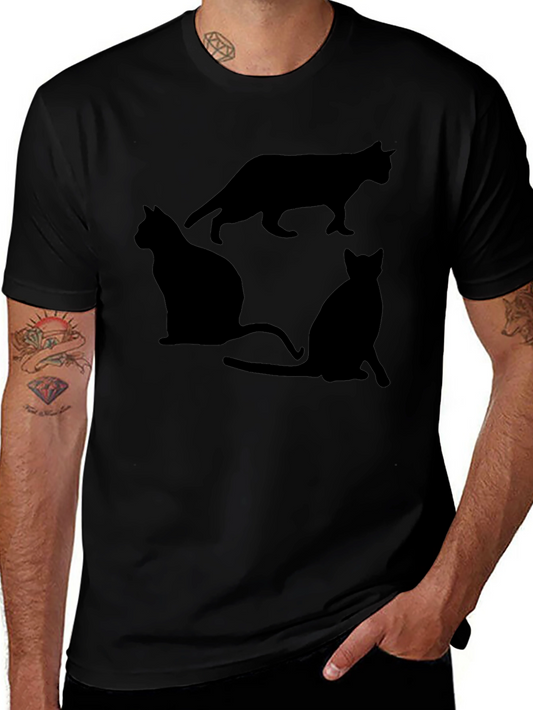 Black Cat Silhouette Graphic T-Shirt