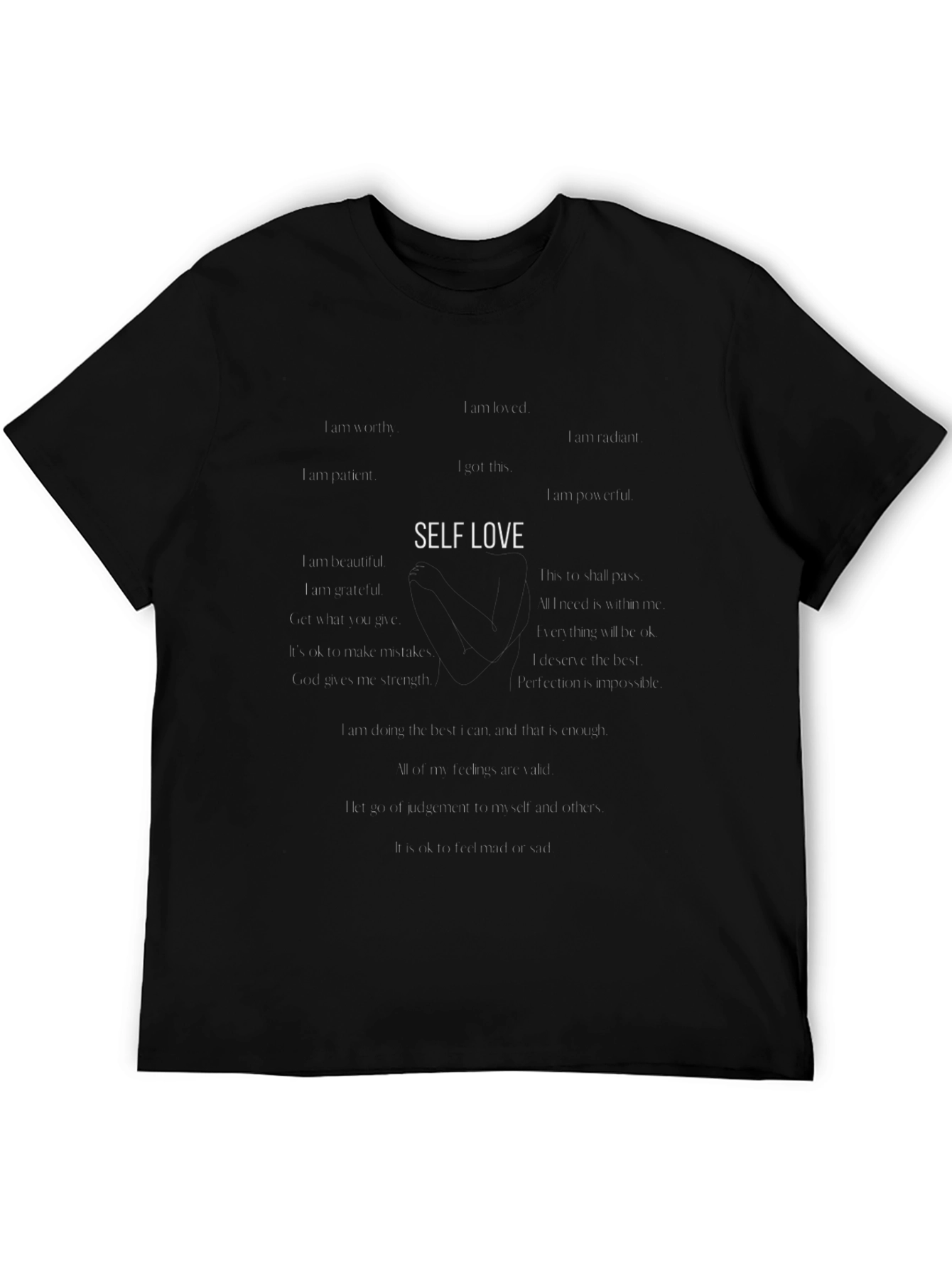 Self Love Affirmations Black T-Shirt
