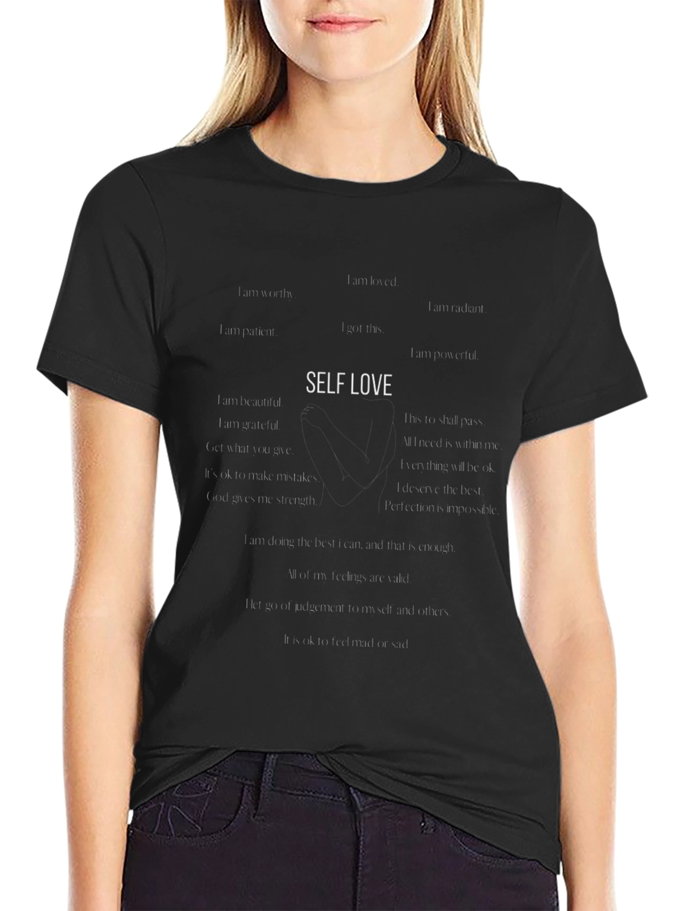 Self Love Affirmations Black T-Shirt
