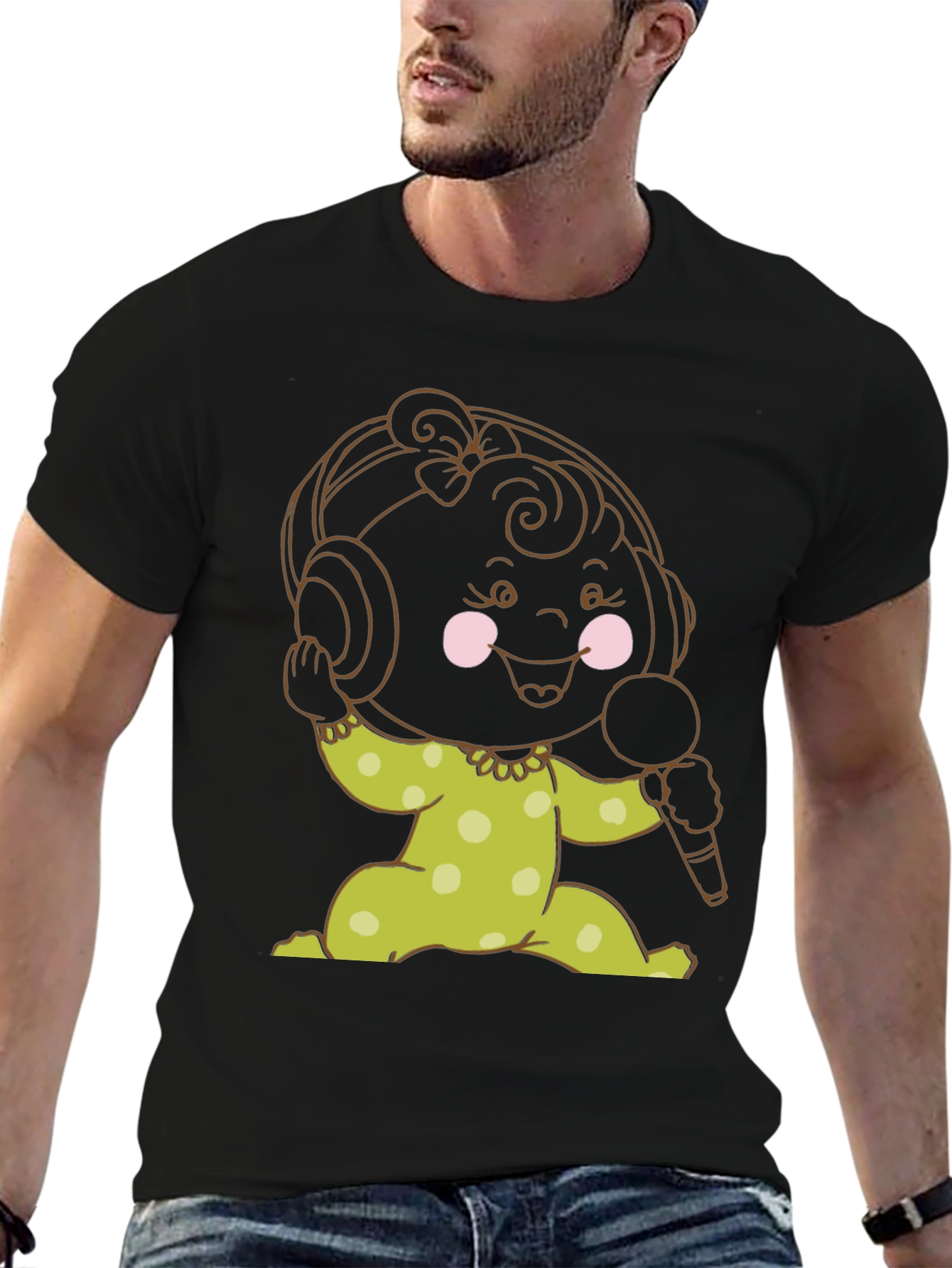 Cartoon Baby DJ Graphic T-Shirt