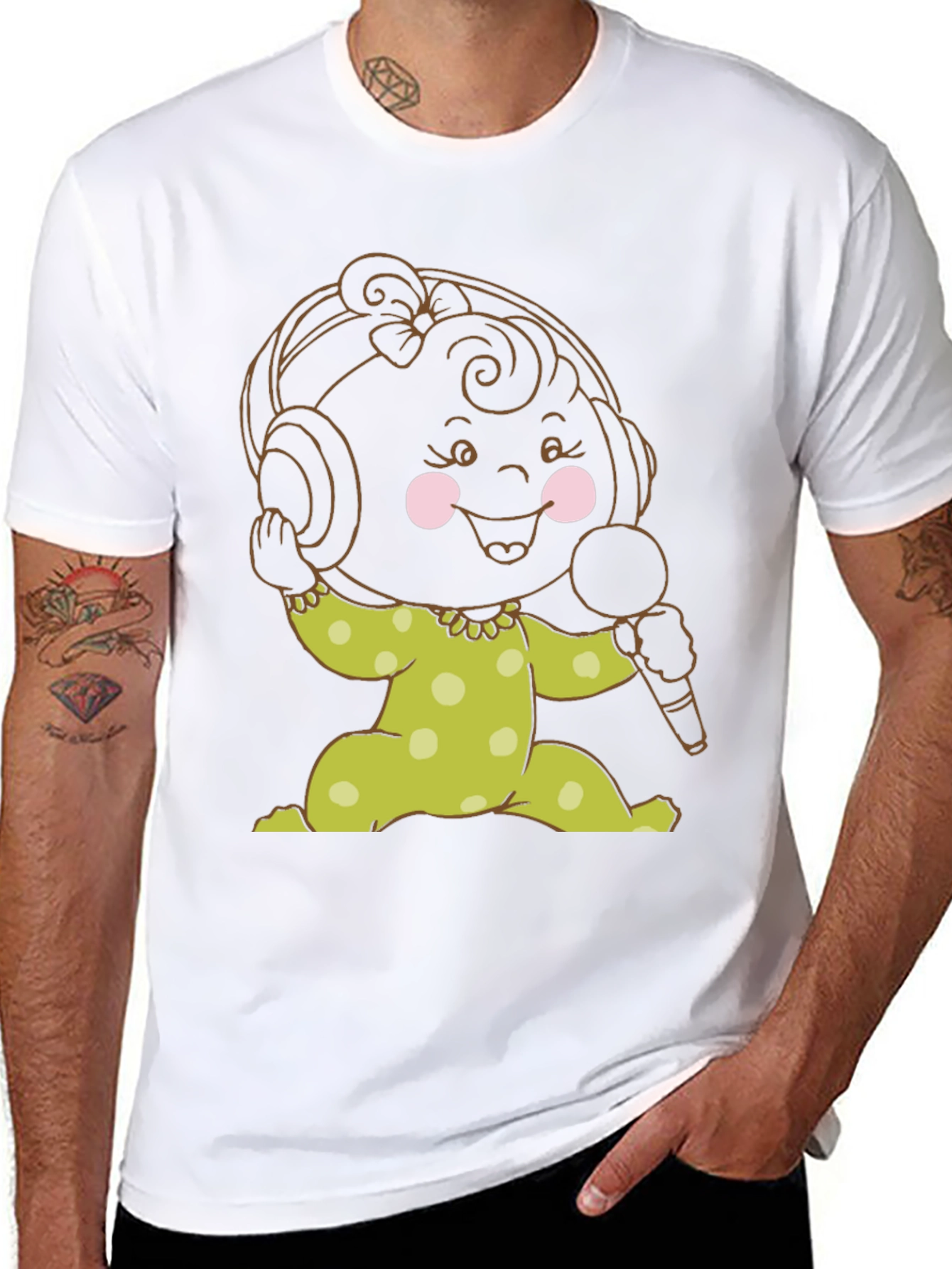 Cartoon Baby DJ Graphic T-Shirt